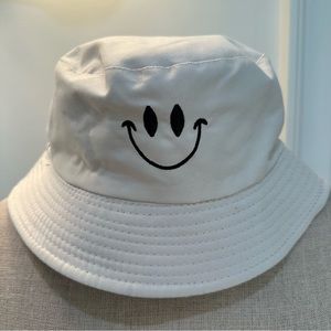 Black and White Smiley Face Reversible Bucket Hat